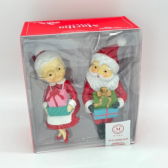 Martha Stewart Santa Mr & Mrs Claus Shelf Sitters Christmas Decor NEW